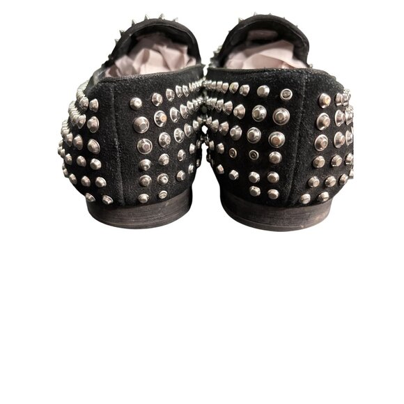 Steve Madden Men's Black Suede Silver Spiked Smoking Shoes Loafers 10 - Picture 4 of 8